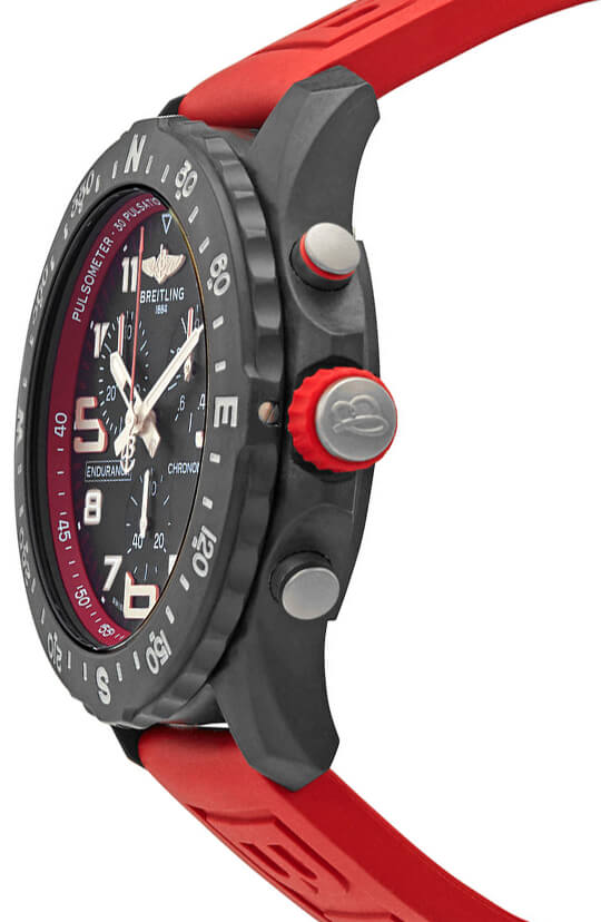 Breitling Endurance Pro Black Dial Red Rubber Strap Watch for Men - X82310D91B1S1