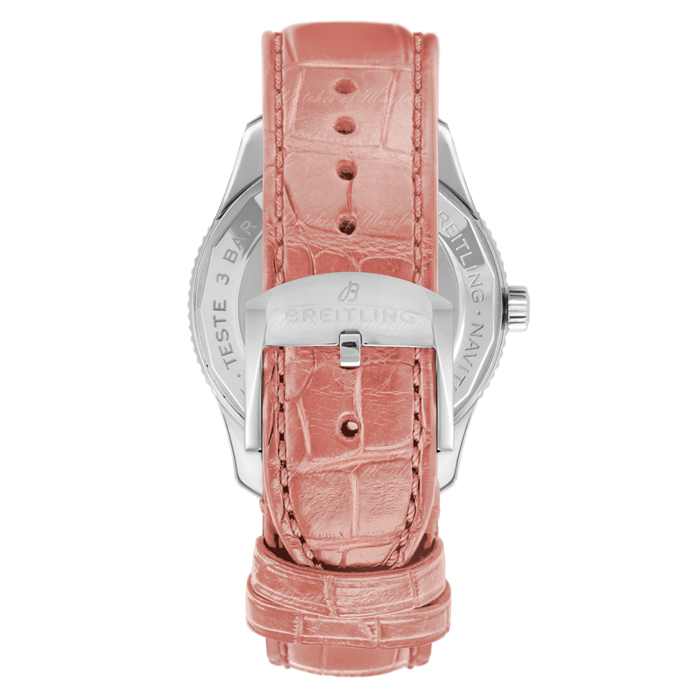 Breitling Navitimer Automatic 35 Mother of Pearl Dial Pink Leather Strap Watch for Women - A17395211A1P3