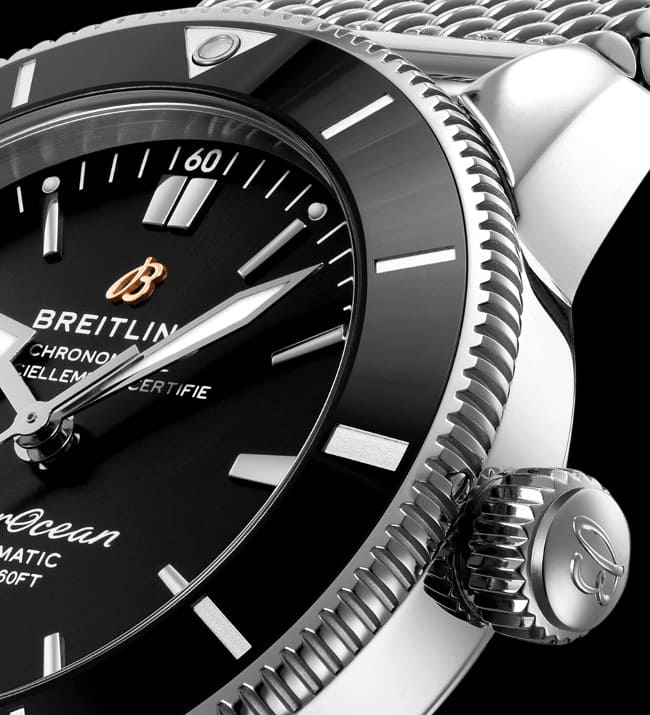 Breitling Superocean Heritage B20 Automatic 42 Black Dial Silver Mesh Bracelet Watch for Men - AB2010121B1A1
