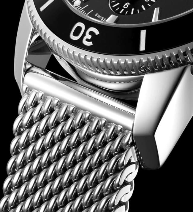 Breitling Superocean Heritage Chronograph 44 Black Dial Silver Mesh Bracelet Watch for Men - A13313121B1A1