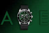 Breitling Superocean Heritage B01 Chronograph 44 Limited Edition Green Dial Black Mesh Bracelet Watch for Men - AB01621A1L1S1