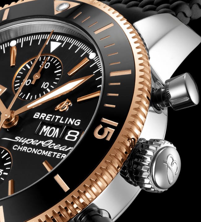 Breitling Superocean Heritage Chronograph 44 Black Dial Black Mesh Bracelet Watch for Men - U13313121B1S1