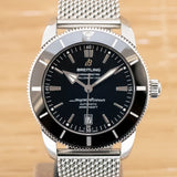 Breitling Superocean Heritage B20 Automatic 46 Black Dial Silver Mesh Bracelet Watch for Men - AB2020121B1A1