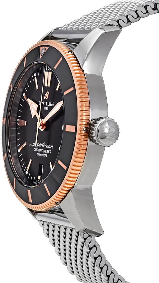 Breitling Superocean Heritage B20 Automatic 44 Black Dial Silver Mesh Bracelet Watch for Men - UB2030121B1A1