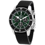 Breitling Superocean Heritage B01 Chronograph 44 Limited Edition Green Dial Black Mesh Bracelet Watch for Men - AB01621A1L1S1
