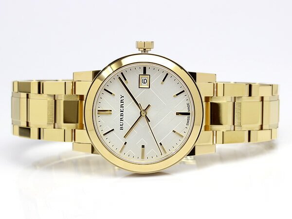 Burberry The City White Dial Gold Steel Strap Watch for Women - BU9103