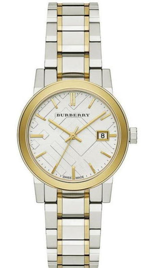 Burberry The City White Dial Two Tone Steel Strap Watch for Women - BU9115