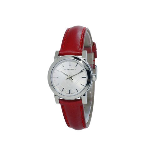 Burberry The City Silver Dial Red Strap Watch for Women - BU9232