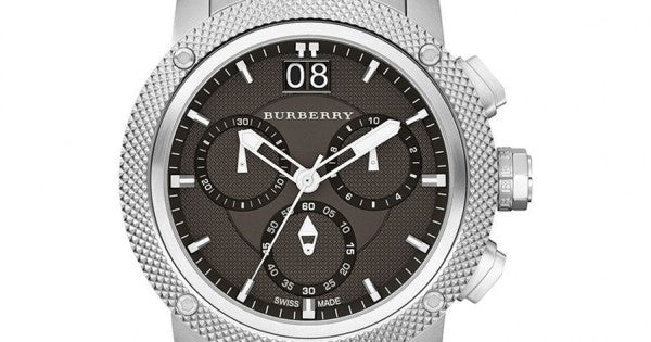 Burberry Utilitarian Chronograph Black Dial Silver Steel Strap Watch For Men - BU9800
