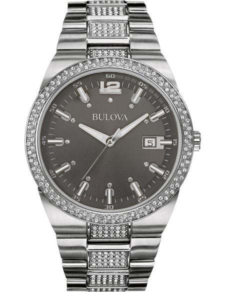 Bulova Crystal Collection Brown Dial Silver Steel Strap Watch for Men - 96B221
