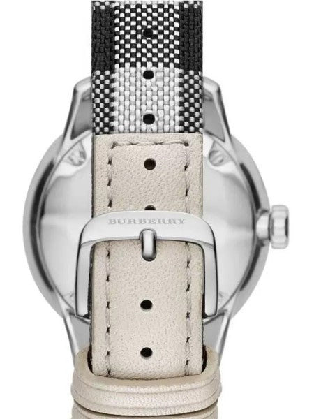 Burberry The Classic Horseferry Silver Dial Black Leather Strap Watch for Men - BU10002