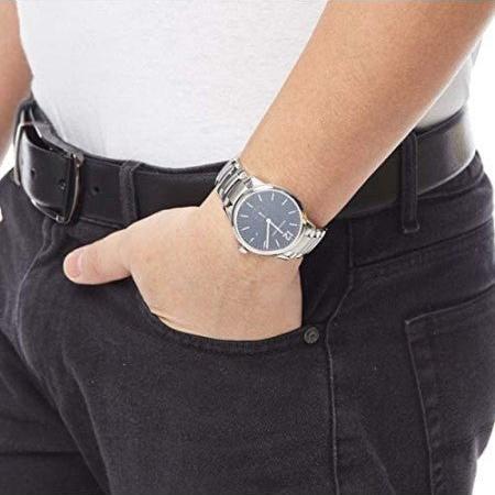 Burberry The Classic Round Black Dial Silver Steel Strap Watch for Men - BU10005