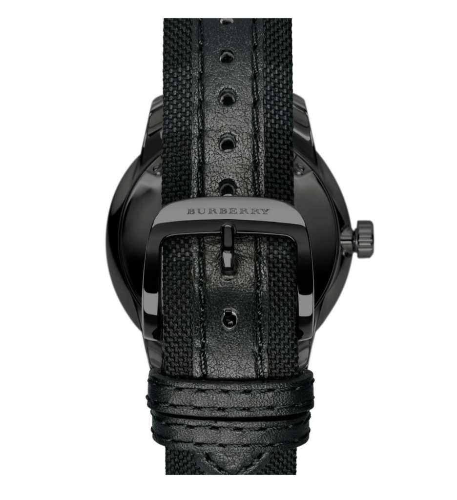 Burberry The Classic Round Horseferry Black Dial Black Leather Strap Watch for Men - BU10010