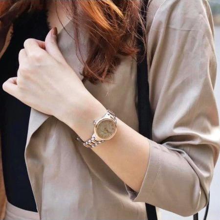 Burberry The Classic Champagne Gold Dial Two Tone Steel Strap Watch for Women - BU10118