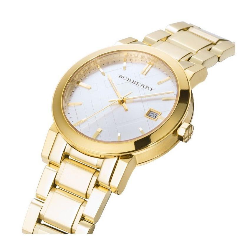 Burberry The City Silver Dial Gold Steel Strap Unisex Watch - BU9003