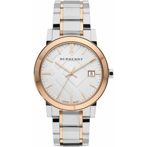 Burberry The City White Dial Two Tone Steel Strap Watch for Women - BU9006