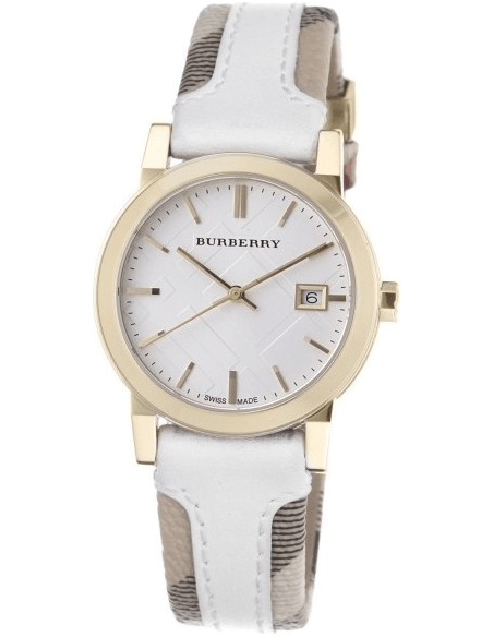 Burberry The City White Dial White Leather Strap Watch for Women - BU9015