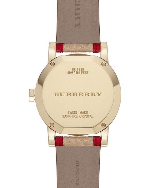 Burberry The City Champagne Dial Leather Strap Watch for Women - BU9139