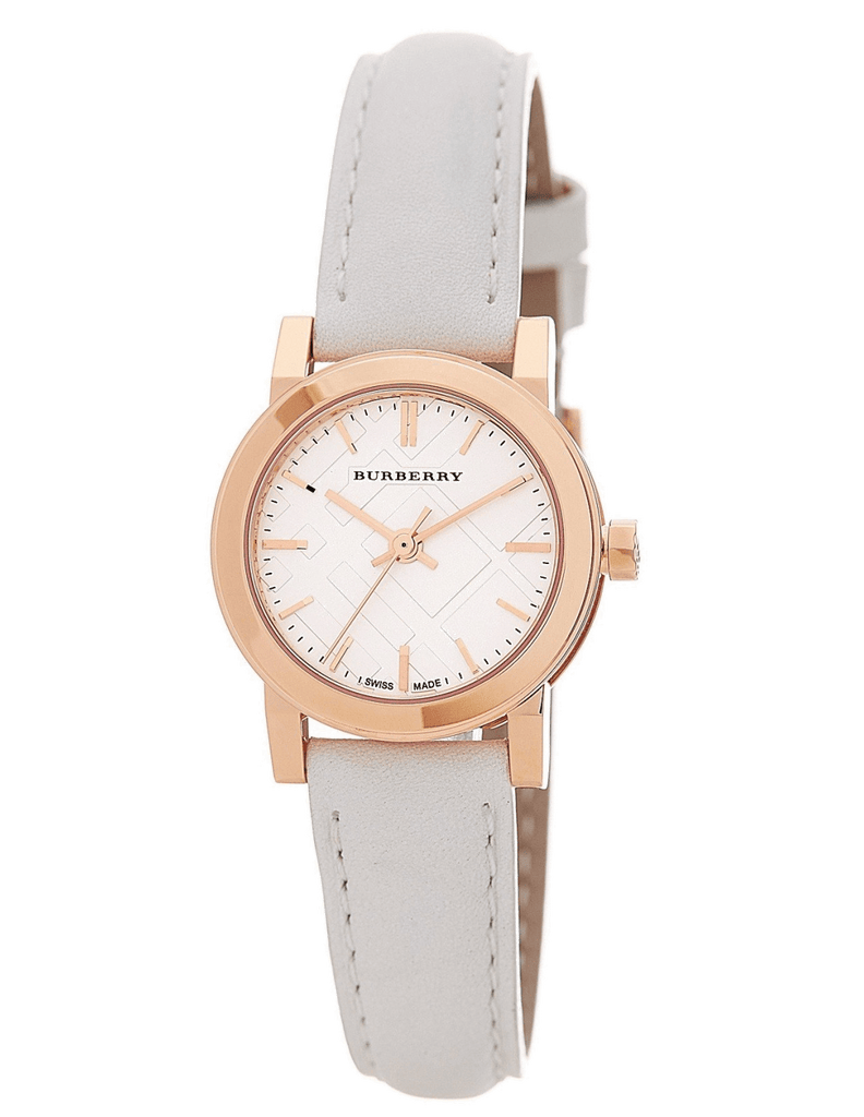 Burberry The City White Dial White Leather Strap Watch for Women - BU9209