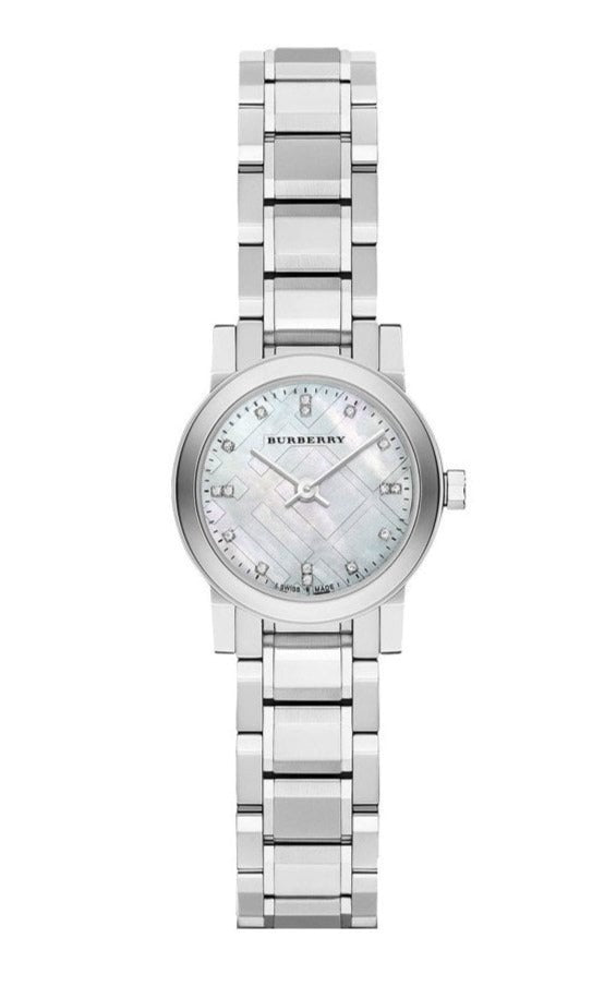 Burberry The City Diamonds Mother of Pearl Dial Silver Steel Strap Watch for Women - BU9224