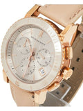 Burberry Chronograph Rose Gold Dial Beige Leather Strap Watch for Women - BU9704