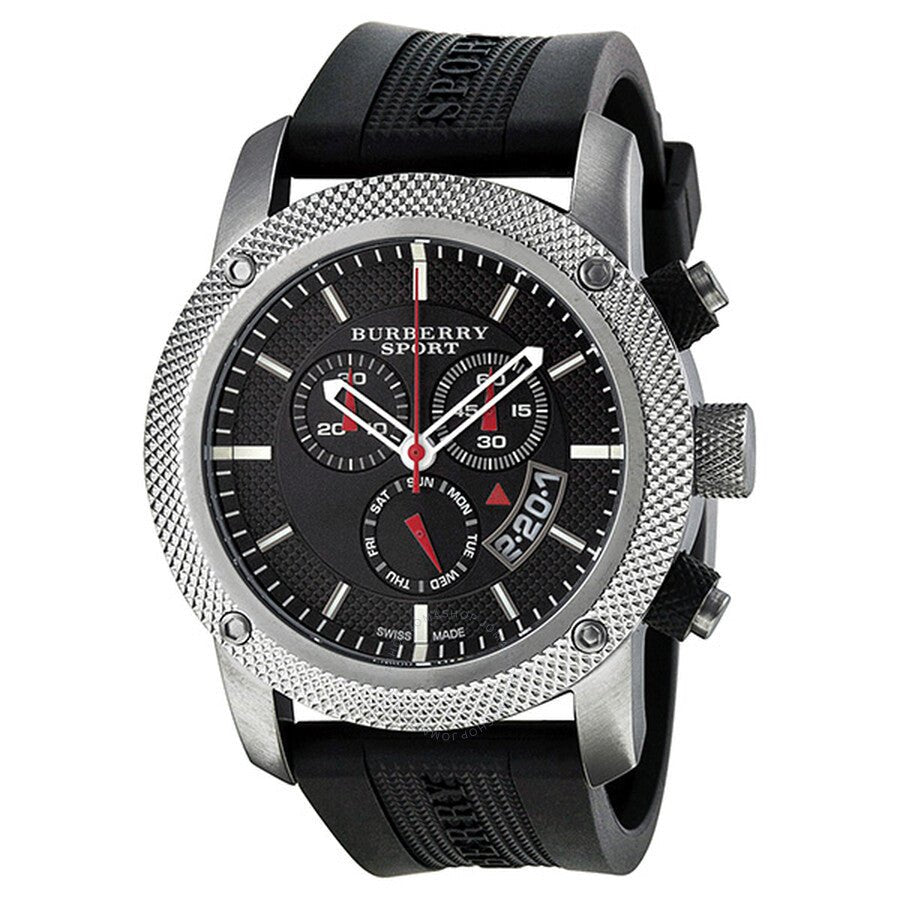 Burberry Endurance Sport Chronograph Black Dial Black Rubber Strap Watch for Men - BU7700