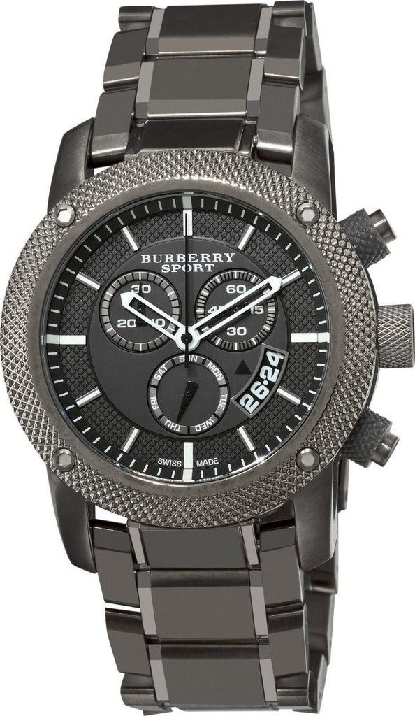 Burberry Endurance Chronograph Quartz Black Dial Black Steel Strap Watch For Men - BU9801