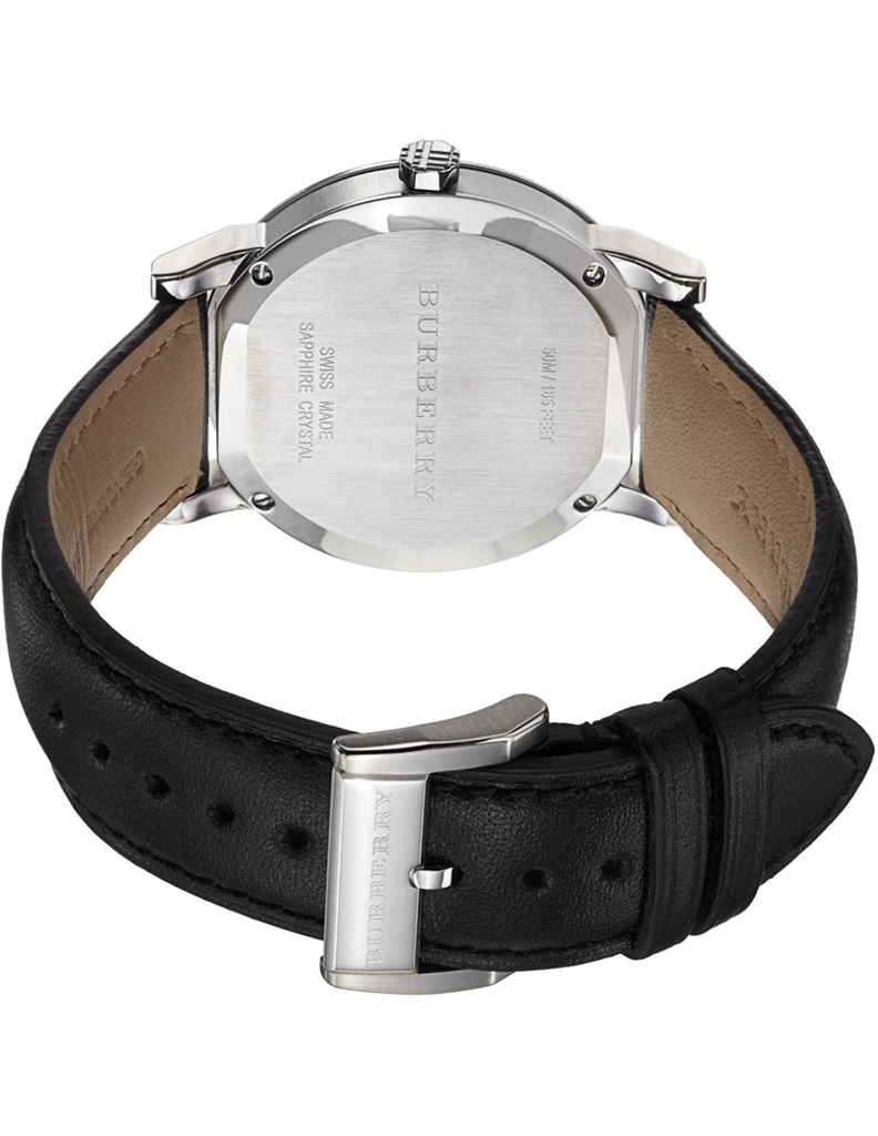 Burberry The City Black Dial Black Leather Strap Watch for Men - BU9009