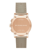 Burberry Chronograph Rose Gold Dial Beige Leather Strap Watch for Women - BU9704