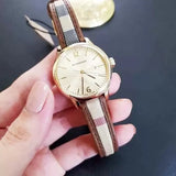 Burberry The Classic Gold Dial Brown Leather Strap Watch for Women - BU10114