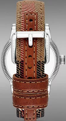 Burberry Utilitarian White Dial Multicolor Leather Strap Watch for Women - BU7824