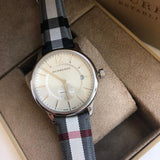 Burberry The Classic Horseferry Silver Dial Black Leather Strap Watch for Men - BU10002