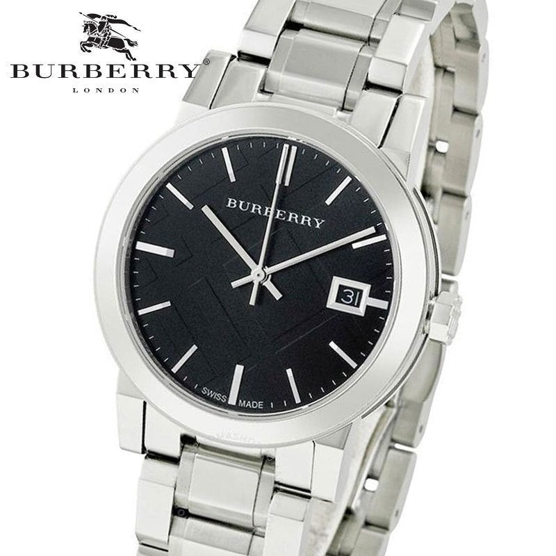 Burberry The City Black Dial Silver Steel Strap Watch for Women - BU9101