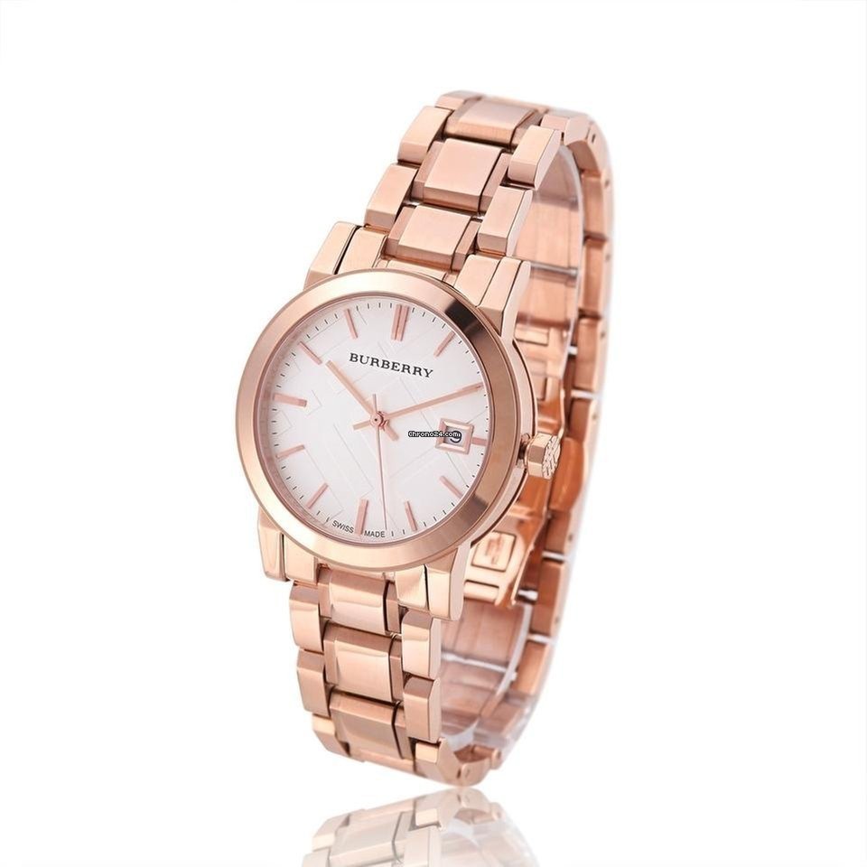 Burberry The City White Dial Rose Gold Steel Strap Watch for Women - BU9204