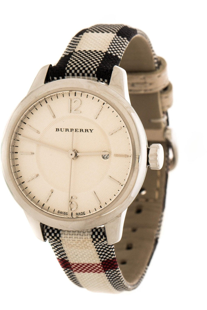 Burberry Classic Champagne Gold Dial Horseferry Leather Strap Watch for Women - BU10104