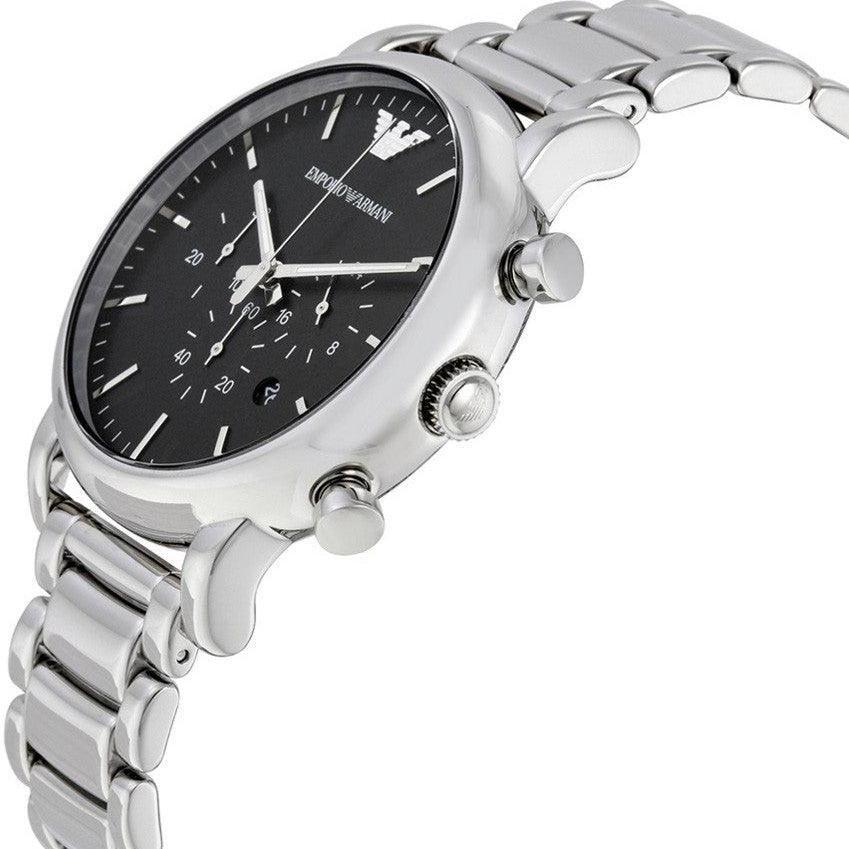 Emporio Armani Luigi Black Dial Silver Steel Strap Watch For Men - AR1894