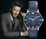 Emporio Armani Analog Quartz Blue Dial Blue Leather Strap Watch For Men - AR1647