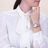 Bvlgari LVCEA Diamonds Silver Mother of Pearl Dial Silver Leather Strap Watch for Women - LVCEA103367