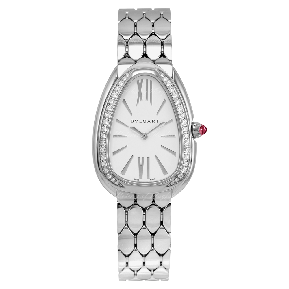 Bvlgari Serpenti Seduttori Diamonds Silver Dial Silver Steel Strap Watch for Women - SERPENTI103361