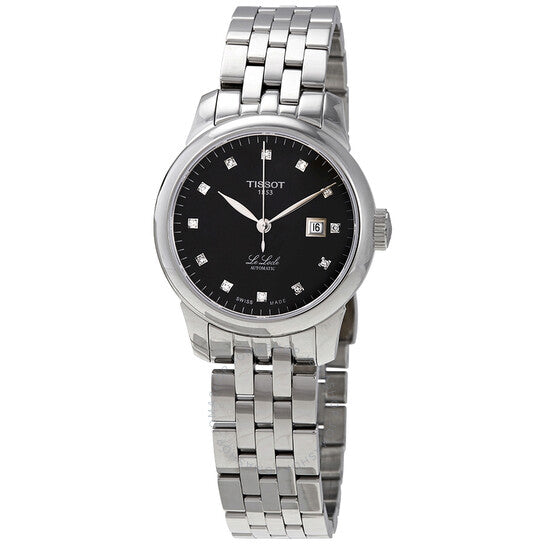 Tissot Le Locle Automatic Diamonds Mother of Pearl Black Dial Silver Steel Strap Watch For Women - T006.207.11.126.00