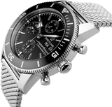 Breitling Superocean Heritage Chronograph 44 Black Dial Silver Mesh Bracelet Watch for Men - A13313121B1A1