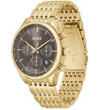 Hugo Boss Gregor Chronograph Grey Dial Gold Steel Strap Watch For Men - 1514051
