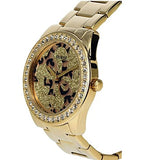 Guess G Twist Diamonds Gold Dial Gold Steel Strap Watch For Women - W1201L2