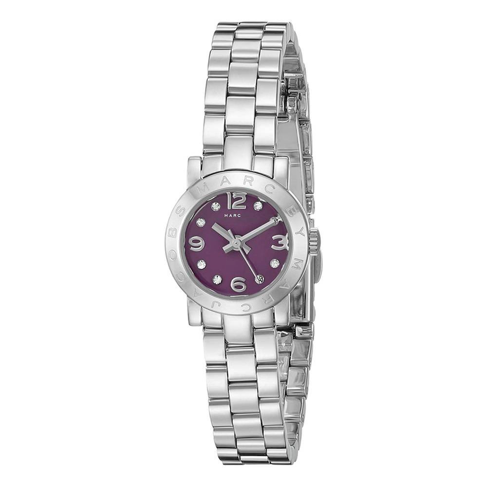 Marc Jacobs Amy Purple Dial Silver Steel Strap Watch for Women - MBM3228