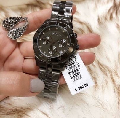 Marc Jacobs Blade Chronograph Black Dial Black Steel Strap Watch for Women - MBM3103