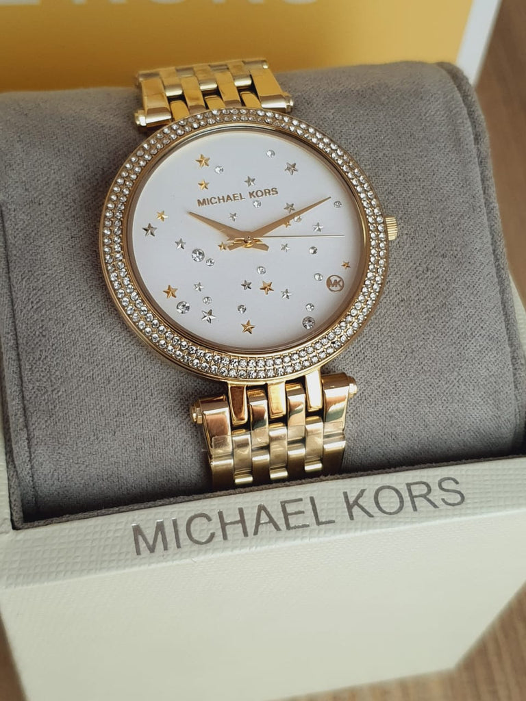Michael Kors Darci White Dial Gold Steel Strap Watch for Women - MK3727