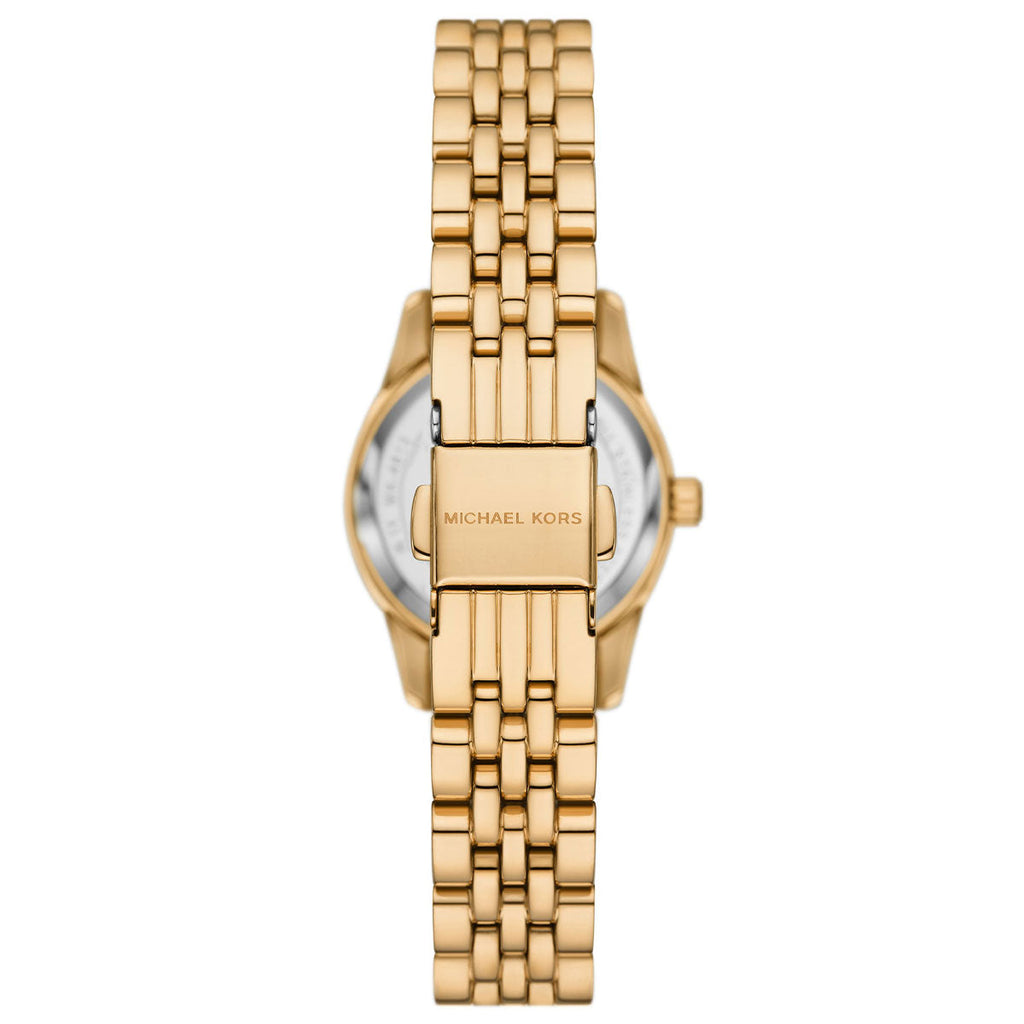 Michael Kors Lexington Three-Hand Blue Dial Gold Steel Strap Watch for Women - MK4802