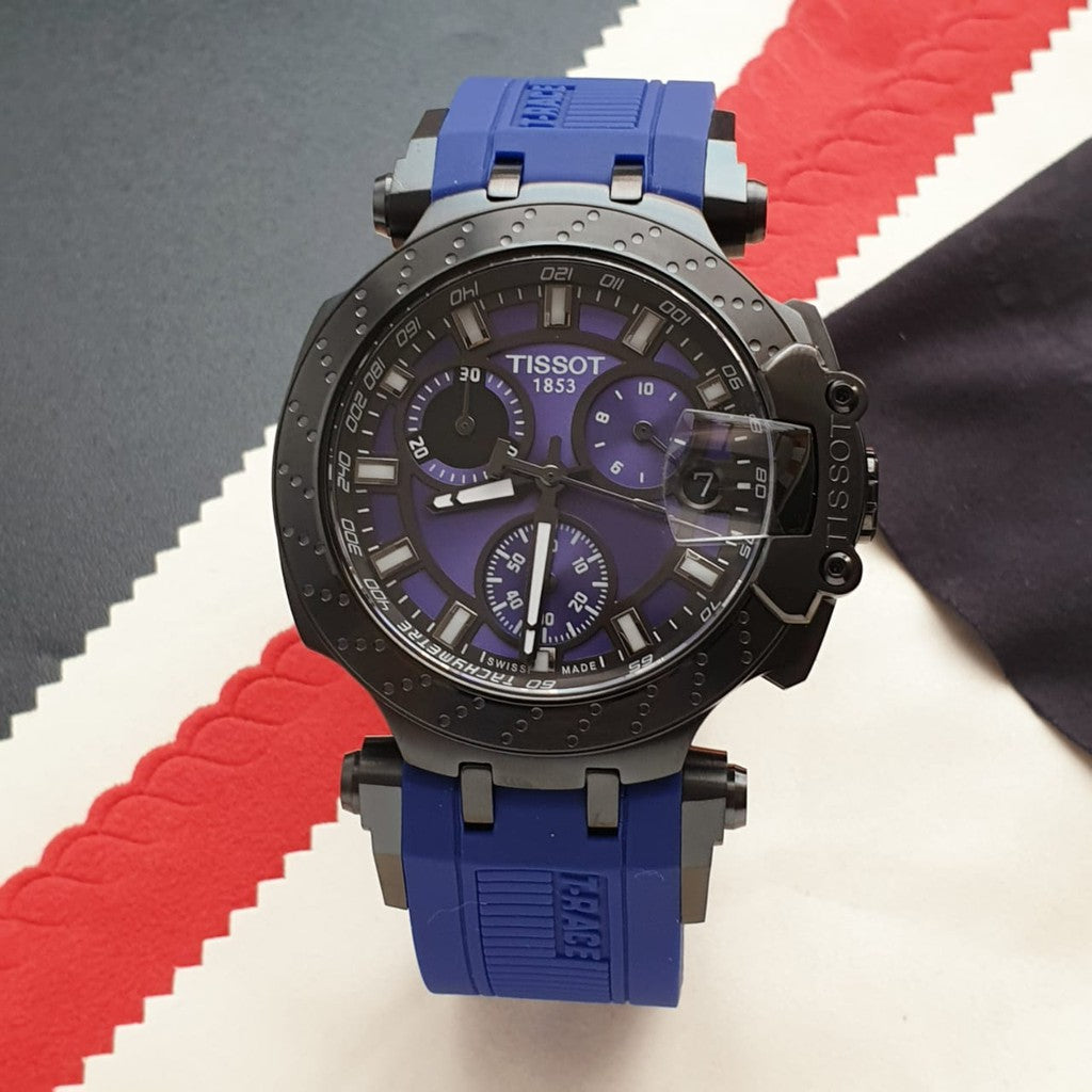 Tissot T Race Chronograph Blue Dial Blue Silicone Strap Watch For Men - T115.417.37.041.00