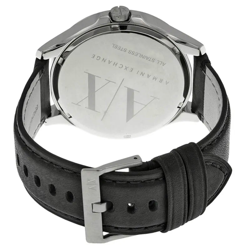 Armani Exchange Hampton Chronograph Black Dial Black Leather Strap Watch For Men - AX2101