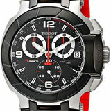Tissot T Race Chronograph Black Dial Red Silicone Strap Watch For Men - T115.417.27.051.00